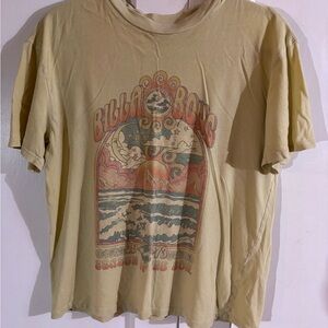 Billabong Short-Sleeve Graphic Tee in Light Yellow with Multi-Color Retro Print